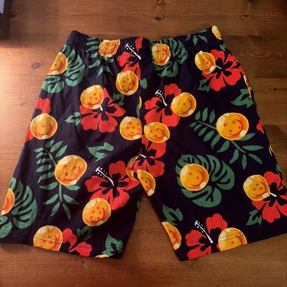 Dragon Ball Z Shorts Mens Small Tropical Floral Sleep Pajama Lounge Mens Anime